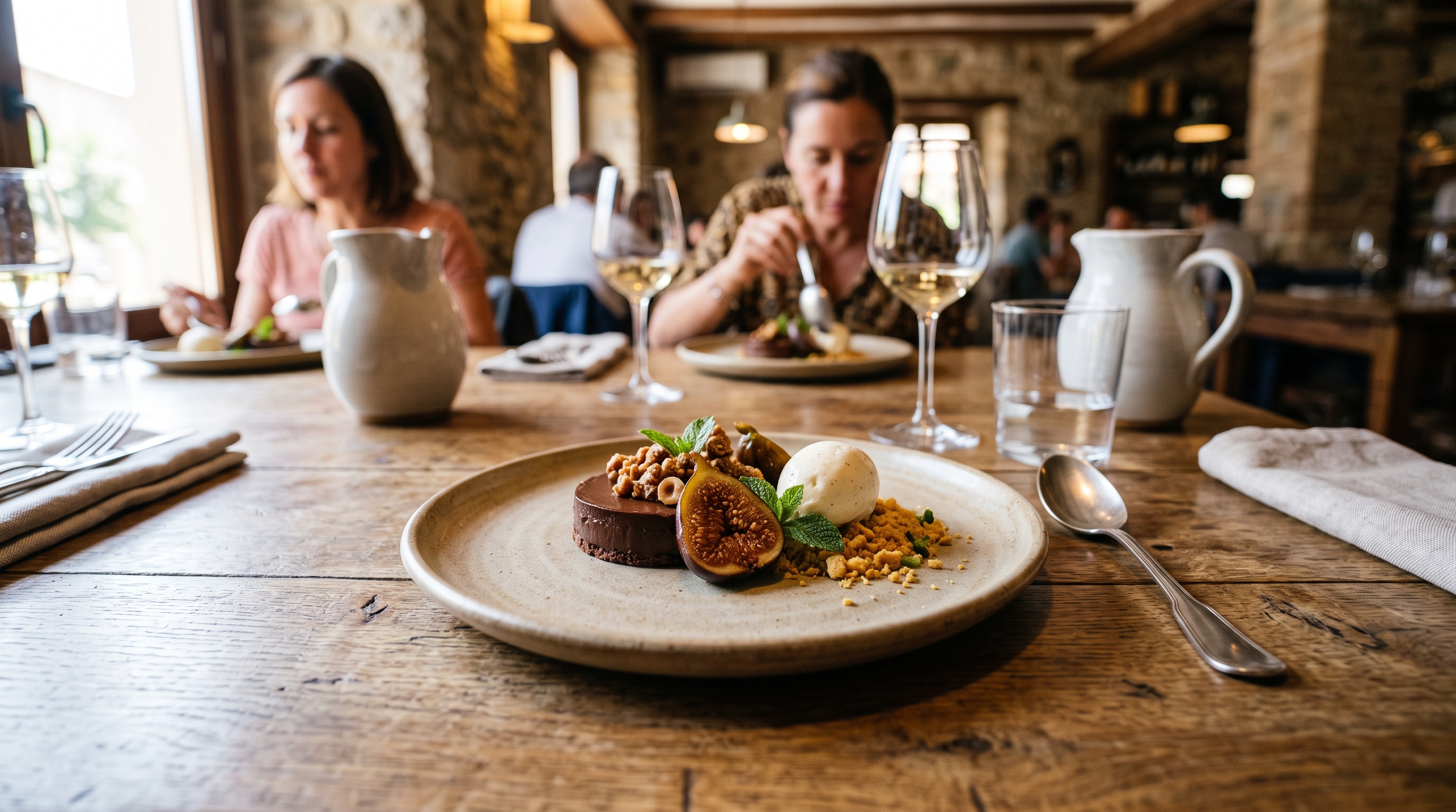 Postres gastronómicos del restaurante Bandarra en Sils, Girona